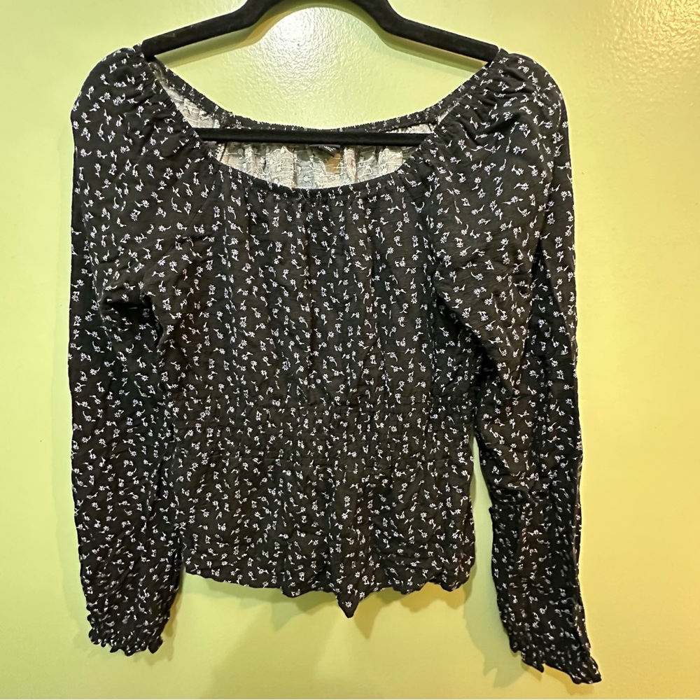 Art Class Black and light purple Floral Blouse